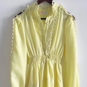Cocktail couture soft yellow short dress S/M